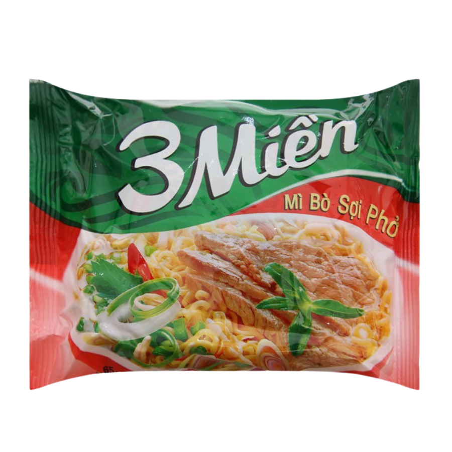 Mì tôm 3 Miền bò sợi phở 65g 0